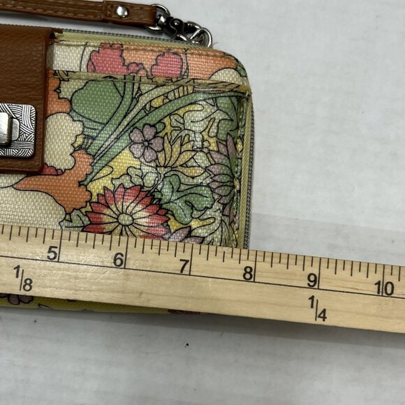 Crossbody Wallet  Crossbody Floral Retro Blossom Coated‎ Clutch Yellow Orange - Picture 5 of 10